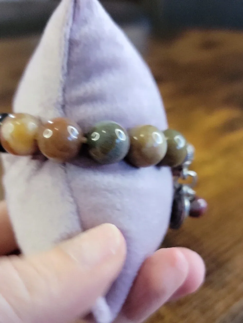 Agate Stretch Bracelet with Heart Charm